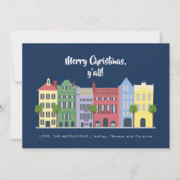 Rainbow Row Charleston jul Julkort