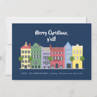 Rainbow Row Charleston jul Julkort