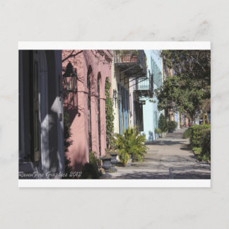Rainbow Row Charleston SC Vykort