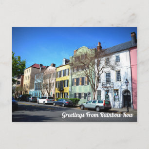Rainbow Row, Charleston South Carolina Postcard Vykort