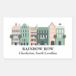 Rainbow Row Charleston South Carolina Sticker Rektangulärt Klistermärke