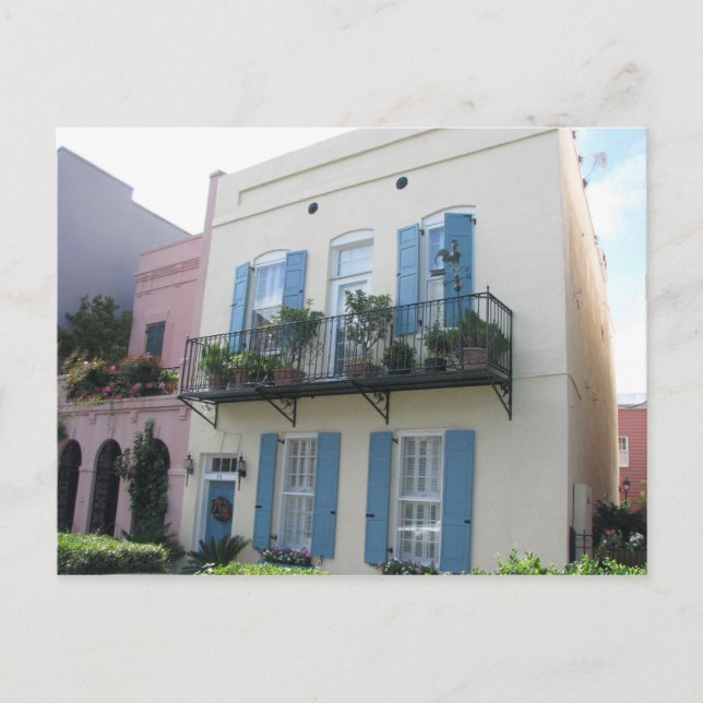 Rainbow Row Houses, Charleston SC Postcard Vykort (Framsida)