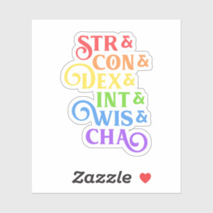 Rainbow RPG Stats Tabletop Klistermärken