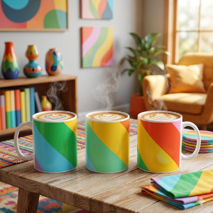 Rainbow Rush Diagonal Pride-ränder Klassisk mugg