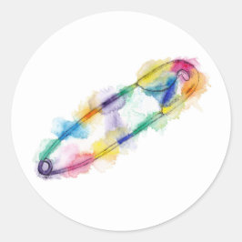 Rainbow Safety Pin Stickers Runt Klistermärke