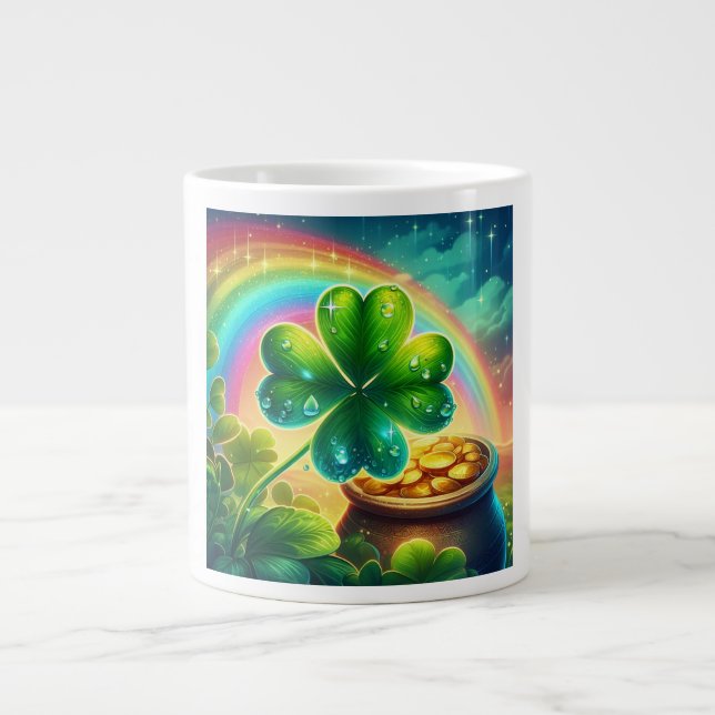 Rainbow Saint patrick's day klöver Jumbo Mugg (Framsidan)