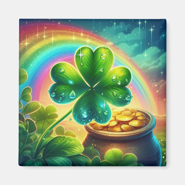 Rainbow Saint patrick's day klöver Magnet (Framsidan)
