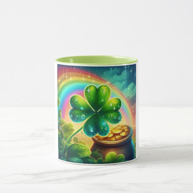 Rainbow Saint patrick's day klöver Mugg (Center)