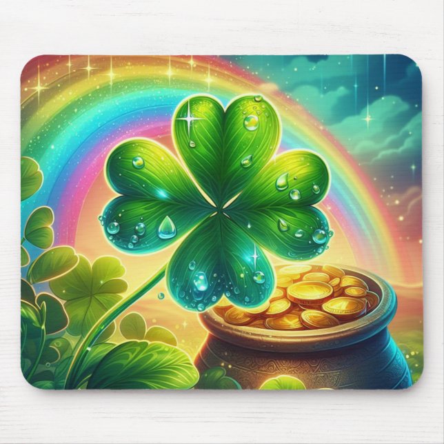 Rainbow Saint patrick's day klöver Musmatta (Framsidan)