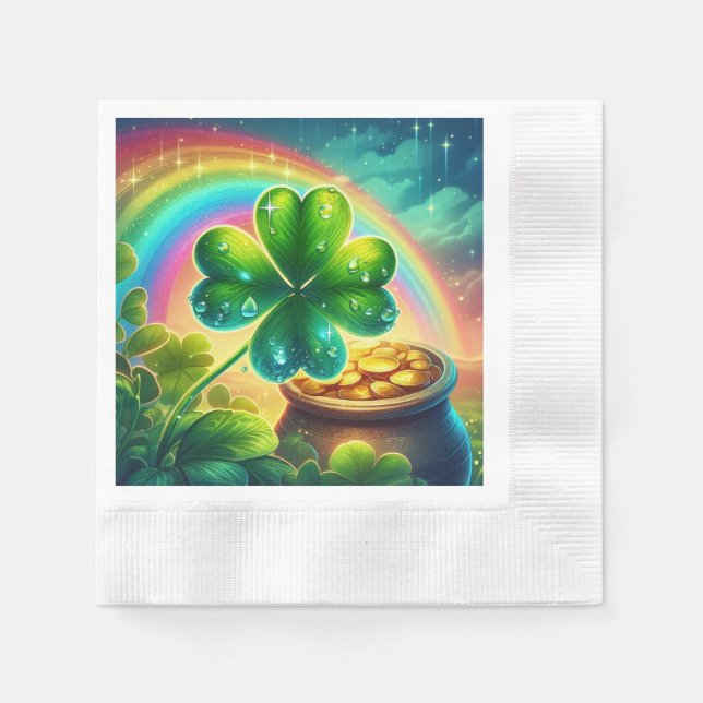 Rainbow Saint patrick's day klöver Pappersservett (Framsidan)