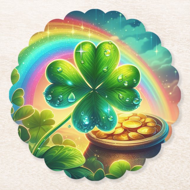 Rainbow Saint patrick's day klöver Underlägg Papper (Framsida)