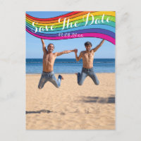 Rainbow Samma Gender Photo Bröllop spara datum
