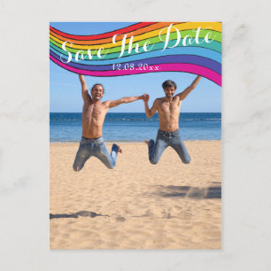 Rainbow Samma Gender Photo Bröllop spara datum Vykort