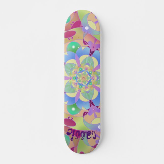 Rainbow Sång Mandala  Mini Skateboard Bräda 18,5 Cm (Framsida)