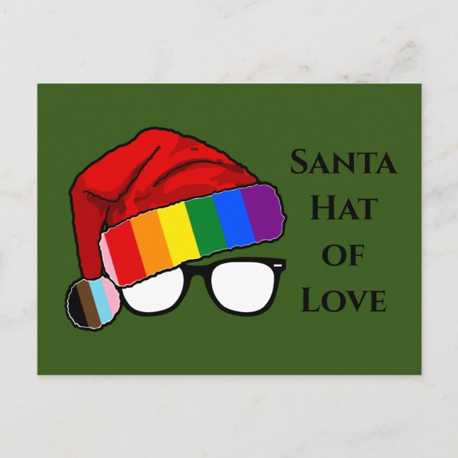 Rainbow Santa Hat från Kärlek Helg Vykort (Framsida)