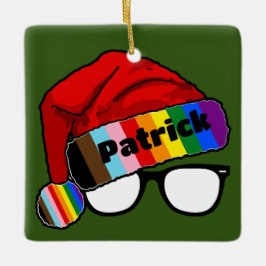 Rainbow Santa Hat med glasögon Julgransprydnad Keramik