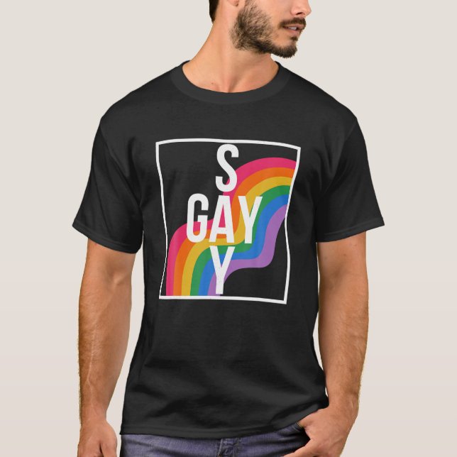Rainbow say Gay Protect Queer Kids Pride Month LGB T Shirt (Framsida)