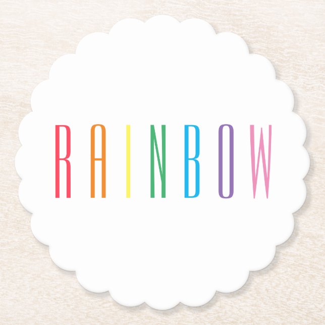 RAINBOW Scalloped Round Papper Underlägg (Framsida)