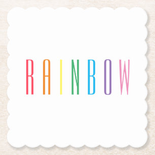 RAINBOW Scalloped Square Papper Underlägg