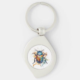 Rainbow Scarab Swirl Silverfärgad Nyckelring