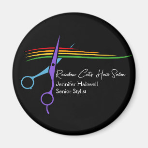 Rainbow Scissors Hair Stylist Chic Salon Marknadsf Magnet