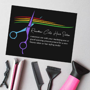 Rainbow Scissors Hair Stylist Chic Salon Marknadsf Vykort