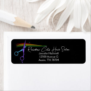 Rainbow Scissors Hair Stylist Salon Returadress Etikett