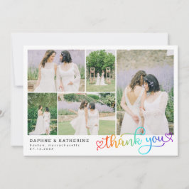 Rainbow Script Bröllop Photo Collage Tack Kort