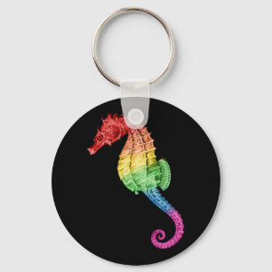 Rainbow Seahorse Nyckelring