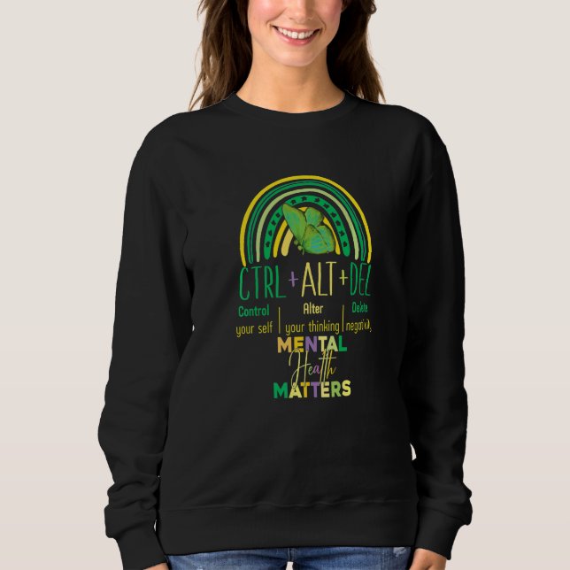 Rainbow semicolon Ctrl Alt delete mental health ma T Shirt (Framsida)