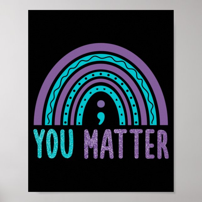Rainbow Semikolon för medvetenhet om förebyggande  Poster (Framsidan)