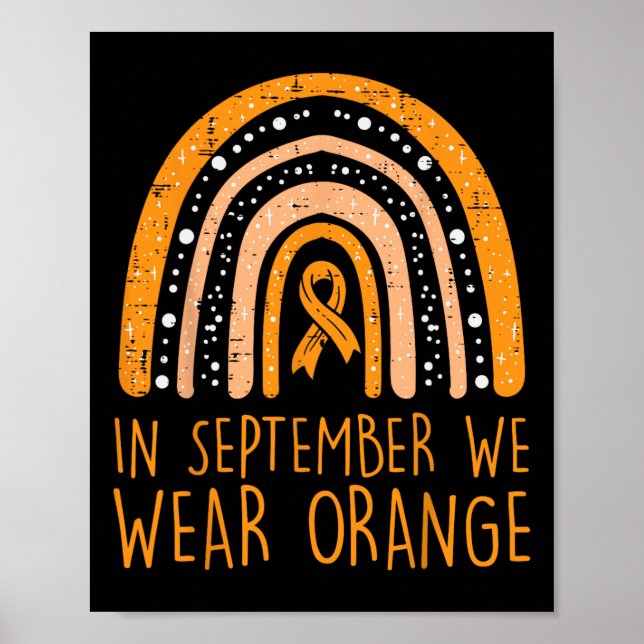 Rainbow September Vi Bära Orange Leukemia Awarenes Poster (Framsidan)