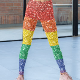 Rainbow Sequin Glitter Titta på Rand Pride Leggings