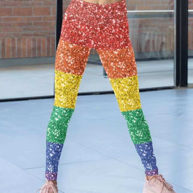 Rainbow Sequin Glitter Titta på Rand Pride Leggings (Skapare uppladdad)