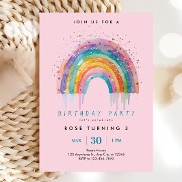 Rainbow Sequin Party Inbjudningar