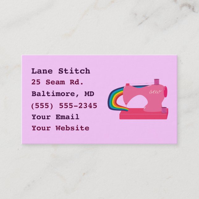Rainbow Sewing Maskin Affärskort Visitkort (Framsida)