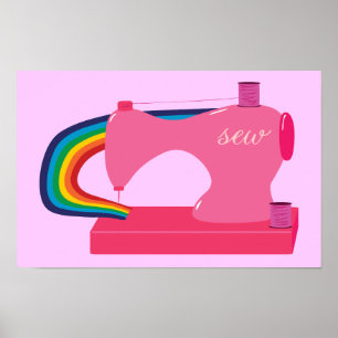 Rainbow Sewing Maskin Poster