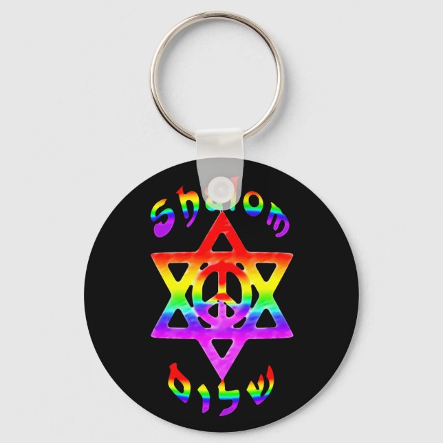 Rainbow Shalom Keychain Nyckelring (Framsida)