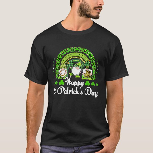 Rainbow Shamrock Happy St Patricks Day T Shirt (Framsida)