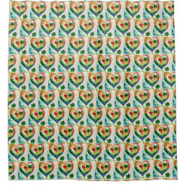 Rainbow Shamrock Heart Shower Curtain - Irish