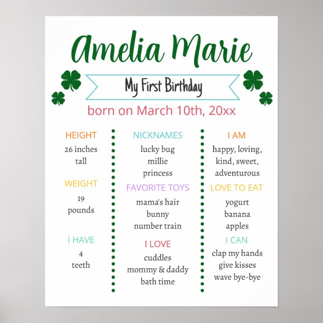 Rainbow & Shamrock Lucky En deldagsmomsten Poster (Framsidan)