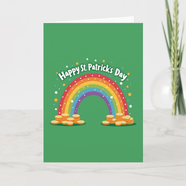 Rainbow Shamrock Pattern Card Kort (Framsida)