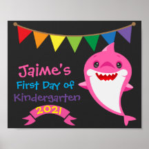 Rainbow Shark First Day of School Chalkboard