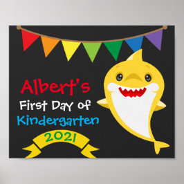 Rainbow Shark First Day of School Chalkboard Poster