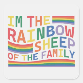 Rainbow Sheep LGBT-etikett Fyrkantigt Klistermärke