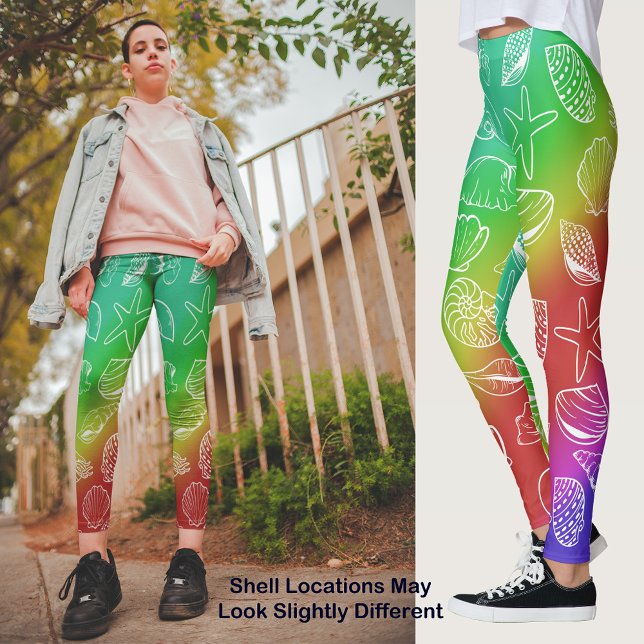 Rainbow Shellfish Mönster Leggings (Rainbow Shellfish Pattern Leggings)