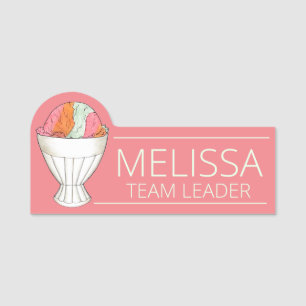 Rainbow Sherbet Ice Cream Dessert Scoop Shop Namnbricka