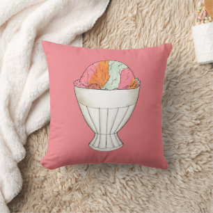 Rainbow Sherbet Ice Cream Sorbet Dessert Coral Kudde