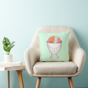 Rainbow Sherbet Ice Cream Sorbet Dessert Grönt Kudde