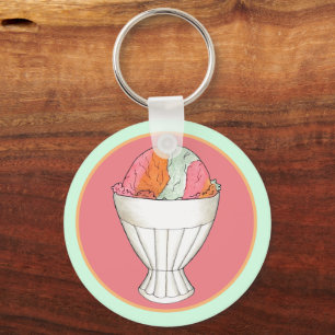 Rainbow Sherbet Ice Cream Sorbet Dessert Scoop Nyckelring